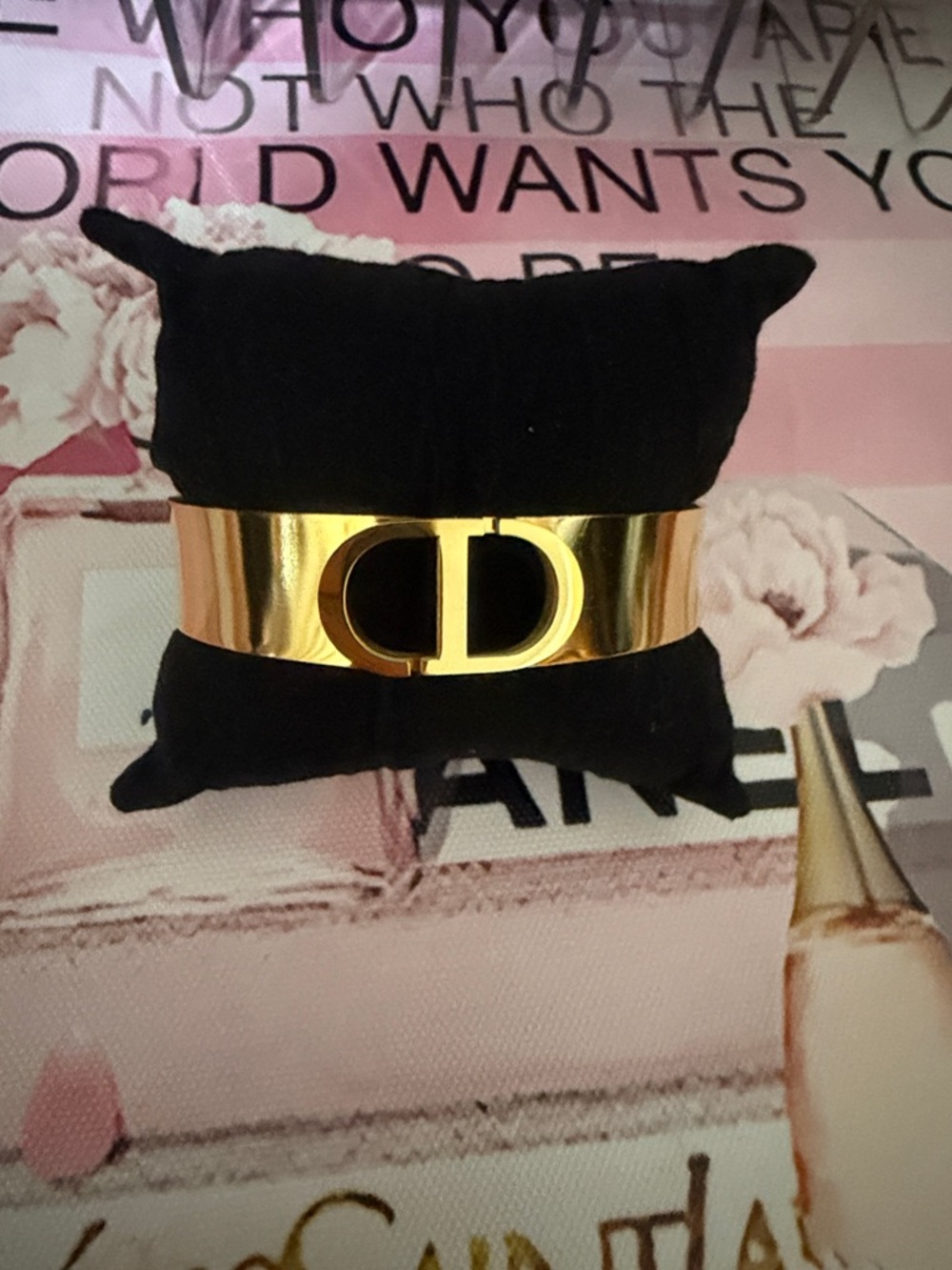 Gold Tone Statement Cuff Bracelet with Cutout Detail